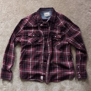 Classic Maroon Plaid Button-Down Shirt